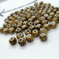Glazirane porculanske perle, Porculan, Krug, možete DIY, žut, 8mm, Približno 100računala/Torba, Prodano By Torba