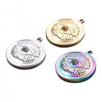 Stainless Steel Pendants 304 Stainless Steel Flat Round Vacuum Ion Plating vintage & Unisex Sold By PC