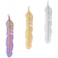 Stainless Steel Pendants, 304 Stainless Steel, Feather, Vacuum Ion Plating, vintage & Unisex, more colors for choice, 10x59mm, Sold By PC