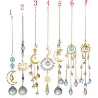 Hanging Ornaments, Crystal, with Iron, plated, faceted & hollow, more colors for choice, 450mm, Sold By PC