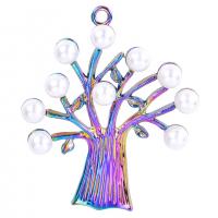 Zinc Alloy Pendler, med Plastic Pearl, Tree, farverig forgyldt, Unisex & forskellige stilarter for valg, flere farver til valg, nikkel, bly & cadmium fri, 49x59mm, Længde Ca. 50 cm, Solgt af PC