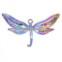 Zinc Alloy Rhinestone Pendants Dragonfly colorful plated Unisex & with rhinestone nickel lead & cadmium free Length Approx 50 cm Sold By PC