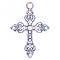 Zinc Alloy Rhinestone Pendants Cross colorful plated Unisex & with rhinestone nickel lead & cadmium free Length Approx 50 cm Sold By PC