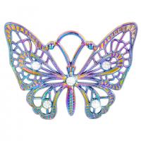Zinc Alloy Rhinestone Pendants Butterfly colorful plated Unisex & with rhinestone nickel lead & cadmium free Length Approx 50 cm Sold By PC
