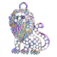 Zinc Alloy Rhinestone Pendants Lion colorful plated & for woman & with rhinestone nickel lead & cadmium free Length Approx 50 cm Sold By PC
