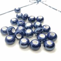 Glasierte Porzellan Perlen, flache Runde, glaciert, DIY, keine, 9x14mm, ca. 100PCs/Tasche, verkauft von Tasche