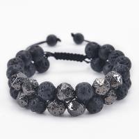 Gemstone Bracelet, with Polyester Cord, Round, Double Layer & different materials for choice & Unisex & adjustable, 10mm, Length:7.5-11.8 Inch, Sold By PC