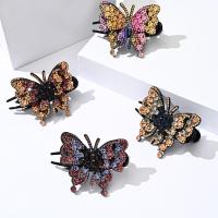 Hair Claw Clips, Plastic, Butterfly, handmade, for woman & with rhinestone, more colors for choice, 25x95mm, Sold By PC
