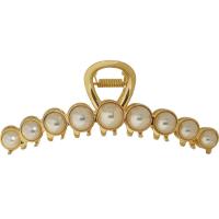Hair Claw Clips Zinc Alloy with Plastic Pearl gold color plated for woman golden nickel lead & cadmium free Sold By PC