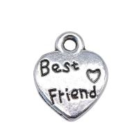 Zinc Alloy Message Pendants Heart antique silver color plated DIY silver color nickel lead & cadmium free Sold By PC