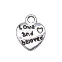 Tibetan Style Message Pendants, Heart, antique silver color plated, DIY, silver color, nickel, lead & cadmium free, 12x10mm, Sold By PC