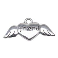 Tibetan Style Message Pendants, Wing Shape, antique silver color plated, DIY, silver color, nickel, lead & cadmium free, 26x12mm, Sold By PC