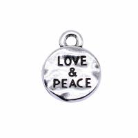 Tibetan Style Message Pendants, Flat Round, antique silver color plated, DIY, silver color, nickel, lead & cadmium free, 10x10mm, Sold By PC