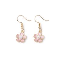 Stainless Steel Drop Earring 304 Stainless Steel Flower gold color plated & for woman & enamel silver color Sold By Pair