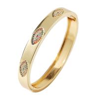 laiton bracelet ordinaire, Placage de couleur d'or, pavé de micro zircon & pour femme, plus de couleurs à choisir, 60mm, Vendu par PC