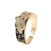Cubic Zirconia Micro Pave Brass Ring, gold color plated, Adjustable & micro pave cubic zirconia & for woman & enamel, 18mm, Sold By PC
