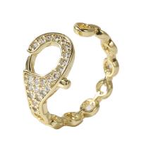 Cubique anneau en laiton Circonia Micro Pave, Placage de couleur d'or, Réglable & pavé de micro zircon & pour femme & creux, Or, 18mm, Vendu par PC