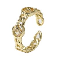 Cúbicos Circonia Micro Pave anillo de latón, metal, color del oro de la alta calidad chapado, Ajustable & micro arcilla de zirconia cúbica & para mujer & hueco, dorado, 18mm, Vendido por UD
