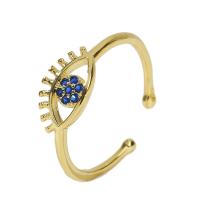 Cúbicos Circonia Micro Pave anillo de latón, metal, chapado en color dorado, Ajustable & micro arcilla de zirconia cúbica & para mujer & hueco, dorado, 18mm, Vendido por UD