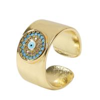 Cúbicos Circonia Micro Pave anillo de latón, metal, color del oro de la alta calidad chapado, Ajustable & micro arcilla de zirconia cúbica & para mujer, dorado, 18mm, Vendido por UD