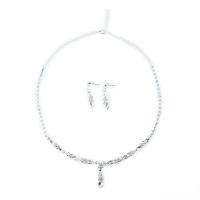 Strass Jewelry Sets, örhänge & halsband, med mässing klo kedja, silver pläterad, 2 stycken & för kvinna, silver, Säljs av Ställ