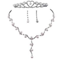 Zink Alloy Jewelry Sets, med pärla, silver pläterad, olika stilar för val & Micro Pave rhinestone & för kvinna, Säljs av Ställ