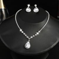 Rhinestone Jewelry Sets, earring & necklace, plated, 2 pieces & for woman, more colors for choice, 15x32mm, Sold By Set