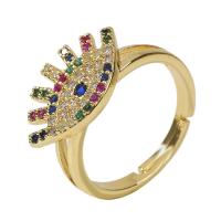 Cubic Zirconia Micro Pave Brass Ring, high quality gold color plated, Adjustable & micro pave cubic zirconia & for woman, multi-colored, 18x32mm, Sold By PC