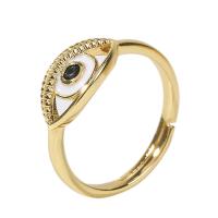 Cúbicos Circonia Micro Pave anillo de latón, metal, chapado en color dorado, Ajustable & micro arcilla de zirconia cúbica & para mujer & esmalte, dorado, 18mm, Vendido por UD