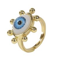 Messing ringen, met Glas, hoge kwaliteit gold plated, Verstelbare & voor vrouw, goud, 18mm, Verkocht door PC