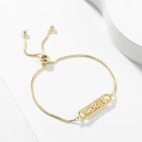 Bracelet cubique en laiton zircon pavent, couleur de haute qualité d'or plaqué, pavé de micro zircon & pour femme, Or, 220mm, Vendu par PC