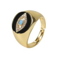 Cubique anneau en laiton Circonia Micro Pave, couleur de haute qualité d'or plaqué, Réglable & pavé de micro zircon & pour femme & émail, plus de couleurs à choisir, 18mm, Vendu par PC