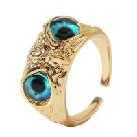 Brass δάχτυλο του δακτυλίου, Ορείχαλκος, με Ποτήρι, Κουκουβάγια, χρυσό χρώμα υψηλής ποιότητας μέταλλο, Ρυθμιζόμενο & για τη γυναίκα, περισσότερα χρώματα για την επιλογή, 18mm, Sold Με PC