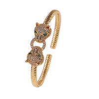 Brass Cuff Bangle gold color plated micro pave cubic zirconia & for woman 53mm Sold By PC