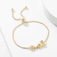 Bracelet cubique en laiton zircon pavent, Placage de couleur d'or, pavé de micro zircon & pour femme, 220mm, Vendu par PC