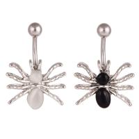 Stainless Steel Belly Ring, 316L Stainless Steel, with Resin, Spider, fashion jewelry & Unisex, more colors for choice, 1.6x10mm, 15mm, Sold By PC
