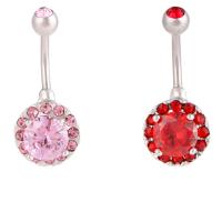 Stainless Steel Belly Ring, 316L Stainless Steel, Unisex & with rhinestone, more colors for choice, 1.6x10mm, 11mm, Sold By PC