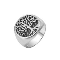 Rozsdamentes acél Finger Ring, 304 rozsdamentes acél, Tree of Life, egynemű & különböző méretű a választás & megfeketedik, 19mm, Méret:7-13, Által értékesített PC