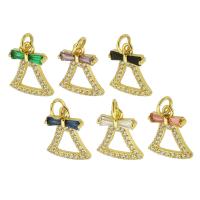 Cubic Zirconia Micro Pave Brass Pendant, gold color plated, micro pave cubic zirconia & hollow, more colors for choice, 12x14x3mm, Hole:Approx 3.5mm, Sold By PC