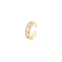Cubique anneau en laiton Circonia Micro Pave, Placage de couleur d'or, Réglable & pavé de micro zircon & pour femme, 17mm, Vendu par PC