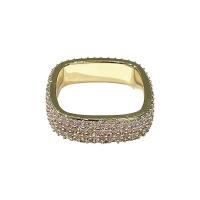 Cubique anneau en laiton Circonia Micro Pave, Placage de couleur d'or, pavé de micro zircon & pour femme, 18mm, Vendu par PC