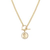 Cubic Zircon Micro Pave Brass Necklace, gold color plated, micro pave cubic zirconia & for woman, Length:Approx 15.74 Inch, Sold By PC