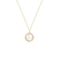 Plastic Pearl Necklace, Brass, with Plastic Pearl, gold color plated, micro pave cubic zirconia & for woman & hollow, Length:Approx 17.59 Inch, Sold By PC