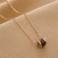 Titanium Steel Necklace with 1.97inch extender chain Vacuum Ion Plating fashion jewelry & for woman & with rhinestone Length Approx 17.72 Inch Sold By PC