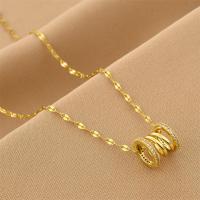 Titanium Steel Necklace, with 1.97inch extender chain, Vacuum Ion Plating, fashion jewelry & for woman & with rhinestone, golden, Length:Approx 17.72 Inch, Sold By PC