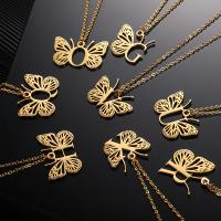 Stainless Steel Jewelry Necklace 304 Stainless Steel with 1.97inch extender chain Butterfly Vacuum Ion Plating fashion jewelry & Unisex golden Length Approx 17.72 Inch Sold By PC