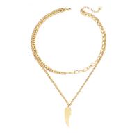 Edelstahl Schmuck Halskette, 304 Edelstahl, mit Verlängerungskettchen von 1.97inch, Flügelform, Doppelschicht & Modeschmuck & für Frau, keine, Länge:ca. 17.72 ZollInch, verkauft von PC