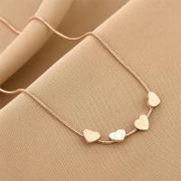 Titanium Steel Necklace, with 1.97inch extender chain, Vacuum Ion Plating, fashion jewelry & for woman, rose gold color, Length:Approx 17.72 Inch, Sold By PC