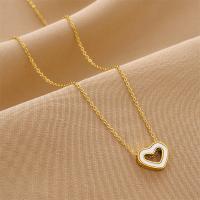 Titanium Steel Necklace, with Shell, with 1.97inch extender chain, Heart, Vacuum Ion Plating, fashion jewelry & for woman, golden, Length:Approx 17.72 Inch, Sold By PC