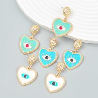 Zinc Alloy Drop Earrings Heart fashion jewelry & evil eye pattern & for woman & enamel Sold By Pair